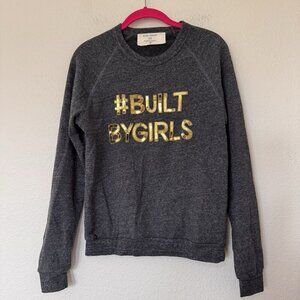 Bow & Drape Built By Girls Gold Sparkle Womens Size Small Grey Sweatshirt